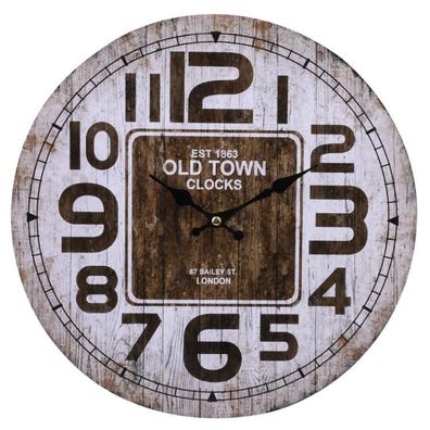 Wanduhr -Old Town- Design Holz 34x34cm creme-braun, 1200424 1 St