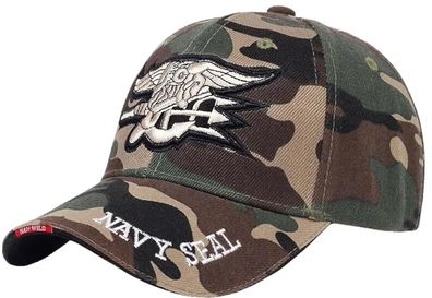 Navy Seal Camo Elite US Army Kappe mit Klettverschluss und US Navy Seals Logo Motiv