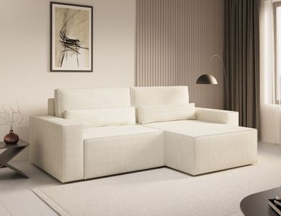 Ecksofa DENVER MINI Weiß - Schlafsofa Sofagarnitur Sofa Eckcouch L-Form