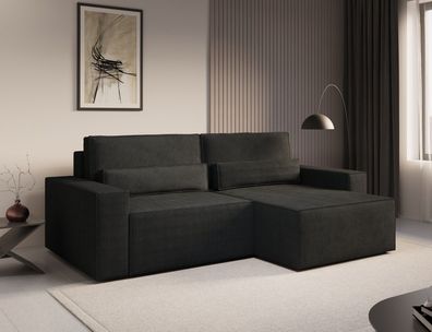 Ecksofa DENVER MINI Schwarz - Schlafsofa Sofagarnitur Sofa Eckcouch L-Form
