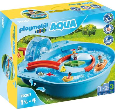 Playmobil 1.2.3 Aqua Fröhliche Wasserbahn Wasserrad mit Kurbel Wasserkanal