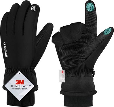 Qifengl wasserdichte Winterhandschuhe Herren Damen Touchscreen Handschuhe, 3M Th