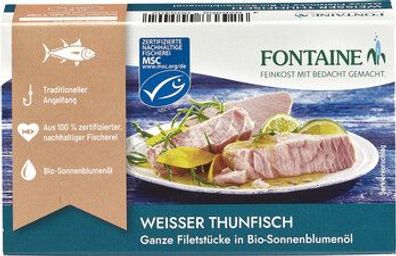 Fontaine 3x Weißer Thunfisch in Bio-Sonnenblumenöl 120g