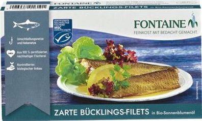 Fontaine 6x Bücklingsfilet in Bio-Sonnenblumenöl 190g