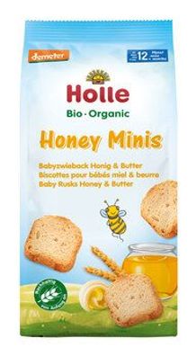 Holle 3x Bio-Honey Minis Babyzwieback Honig & Butter 100g