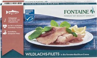 Fontaine 3x Wildlachs-Filet in Bio-Tomaten-Basilikum-Creme 200g