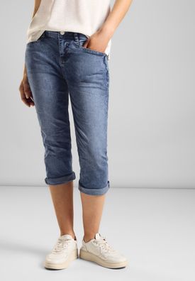 Street One 3/4 Jeans im Casual Fit in Mid Blue Random Wash