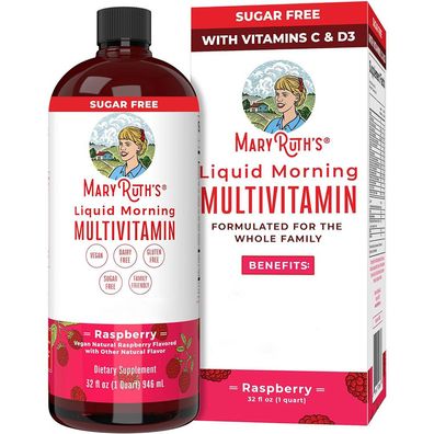 MaryRuth's, Morning Multivitamin Liquid, Himbeere, 32oz (946ml)