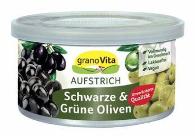 granoVita 3x Veganer Brotaufstrich schwarze und grüne Oliven 125g