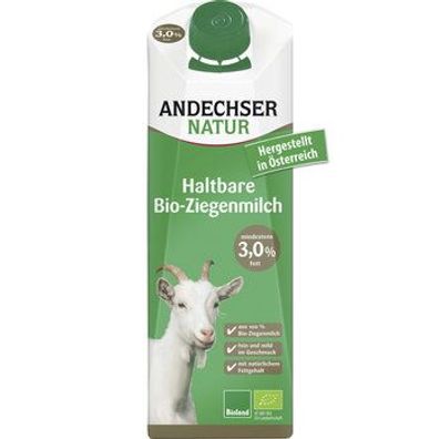 Andechser Natur 6x Bio Ziegen-H-Milch 3,0% 1l