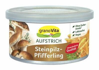 granoVita 3x Veganer Brotaufstrich Steinpilz-Pfifferling 125g