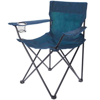 Faltbarer Campingstuhl mit Becherhalter und Hülle blau schwarz Klappstuhl Stuhl