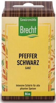 Gewürzmühle Brecht 6x Pfeffer schwarz ganz - NFP 40g