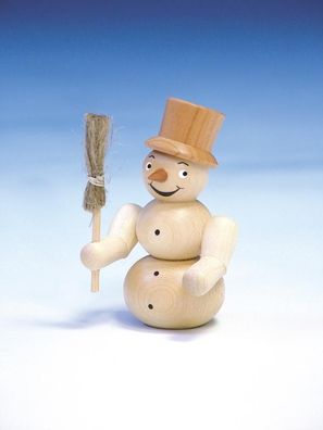 Weihnachtsfigur Schneemann mit Besen natur Höhe 9cm NEU Schnee Zylinder Snow