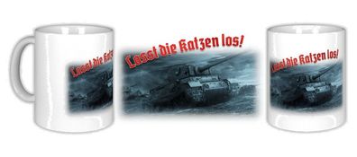 Keramiktasse/ Kaffeepott - Lasst die Katzen los! Panzer