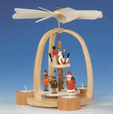 Tischpyramide Pyramide mit Weihnachtsmann und Reiterlein Höhe 24 cm NEU