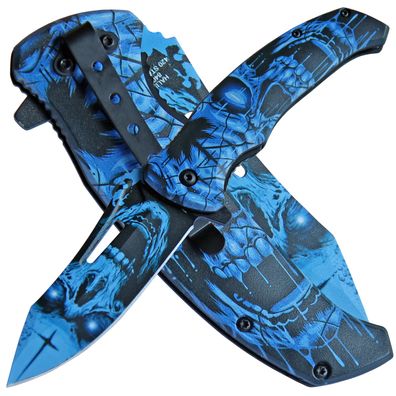 Haller Taschenmesser "Nightmare", Kunststoff Schalen blau-mehrfarbig, Gürtelclip