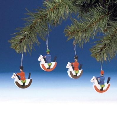 Baumbehang 4 Reiterlein bunt Größe 5 cm NEU Weihnachten Baumschmuck Holzschmuck