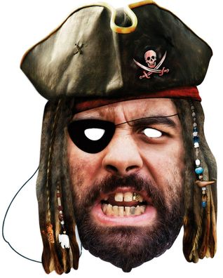 Maske Pirat - hochwertiger Druck Seeräuber Seefahrer Kostümzubehör