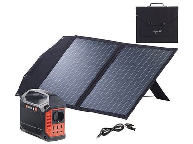 NEU 12V 230V 42Ah Powerstation mit Solar Panel für Camping Wohnwagen Boot Zelten