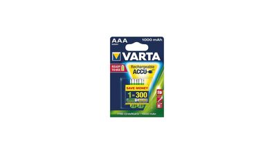 VARTA Akku "Rechargeable" Nickel-Metall- Micro (AAA HR03), 1000 mAh, 2 Stück