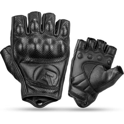 Rockbros Motorradhandschuhe in Schwarz aus Leder mit Knöchelprotektor Handschuhe