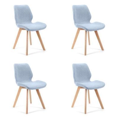 Esszimmerstühle mit Samt 4er Set AKORD SJ.0159 Gepolsterter Stuhl aus Velours in Blau