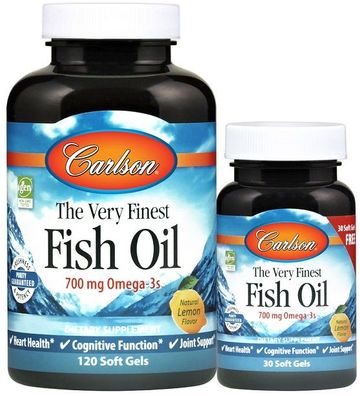 The Very Finest Fish Oil, 700mg Natural Orange - 120 + 30 softgels