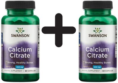 2 x Calcium Citrate, 200mg - 60 caps