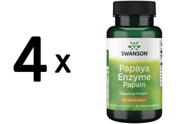 4 x Papain Papaya Enzyme, 100mg - 90 vcaps