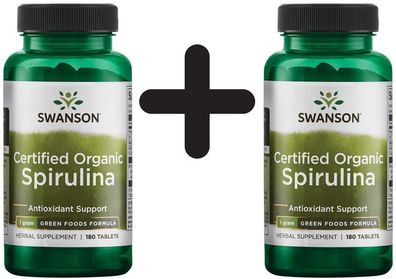 2 x Spirulina, Certified Organic - 180 tabs