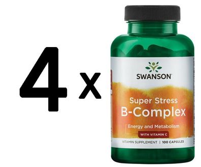 4 x Super Stress B-Complex with Vitamin C - 100 caps