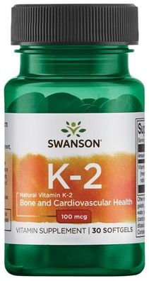 Vitamin K-2 (Menaquinone-7 from Natto), 100mcg - 30 softgels