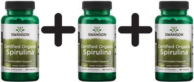 3 x Spirulina, Certified Organic - 180 tabs