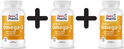 3 x Omega-3 Gold - Brain Edition, 1000mg - 120 softgels