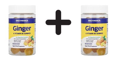2 x Ginger & Vitamin B6 Gummies, Lemon Ginger - 60 gummies