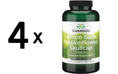 4 x Lemon Balm, Passionflower, Skullcap Complex - 180 caps