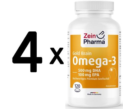 4 x Omega-3 Gold - Brain Edition, 1000mg - 120 softgels