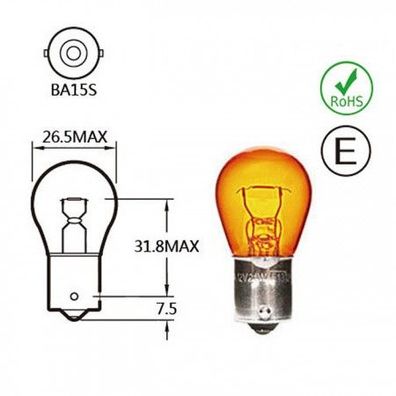 Kugellampe | 12V | 21W | Ba15s | Pin 180°