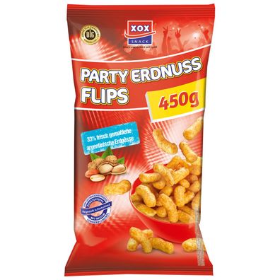XOX Party Flips Erdnuss Style knuspriger Mais Erdnuss Snack 450g
