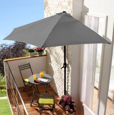 Sonnenschirm 250 cm halbrund - anthrazit - Wand Balkon Sonnen Schutz Schirm