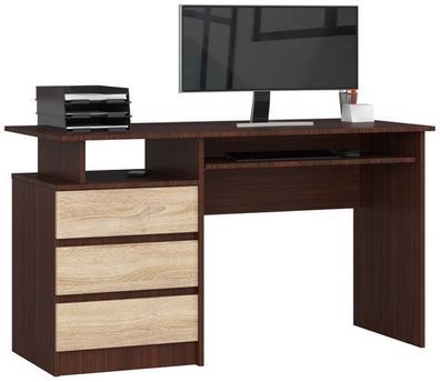 PC-Schreibtisch AKORD CLP in der Farbe Wenge Front Sonoma-Eiche B135 x H77 x T60 cm