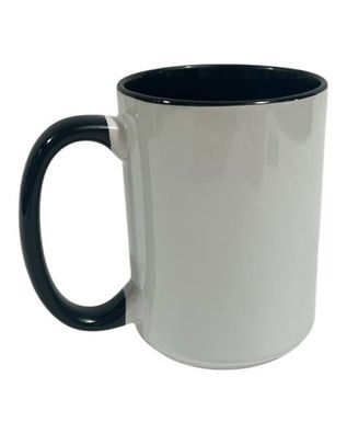 JUMBO Keramiktasse Innenseite / Griff Schwarz 450ml, Sublimation