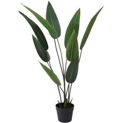 Kunstpflanze Zimmerpflanze Strelitzie im Topf 110 cm 9 Blätter Kunstblume Dekoration