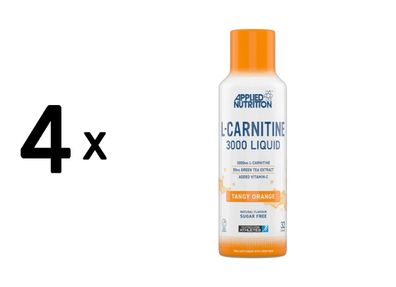 4 x Applied Nutrition L-Carnitine 3000 Liquid (480ml) Tangy Orange