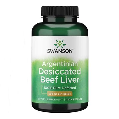 Swanson, Argentinian Desiccated Beef Liver - 100% Rein fettfrei, 500mg, 120 Kapseln