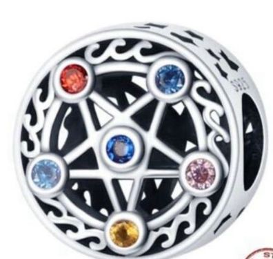Charms Anhänger Charm kompatibel für Pandora 925 Sterling Silber Pentagramm