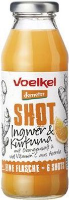Voelkel 6x Shot Ingwer & Kurkuma mit Orangensaft und viel Vitamin C aus Acerola ...