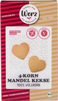 Naturkornmühle Werz 3x 4-Korn Mandel Kekse, Vollkorn, glutenfrei 150g