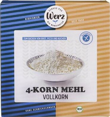 Naturkornmühle Werz 3x 4-Korn Mehl, Vollkorn, glutenfrei 500g